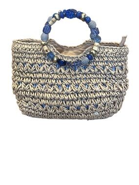 Cappelli Straworld Handbag Purse Chunky Beaded Round Handles